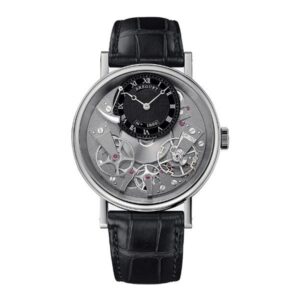 Breguet Tradition 7057Bb/G9/9Wg Grey Dial Manual Winding 40Mm 18K White Gold Black Leather Straps Men’S Watch