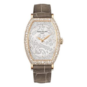 Patek Philippe Gondolo 7099R-001 Haute Joaillerie 18K Rose Gold Diamond-Set Bezel 29.6Mm Brown Leather Straps Ladies Watch