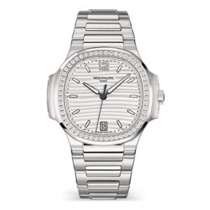 Patek Philippe Nautilus 7118/1200A-010 Silvery Opaline Dial Diamond-Set Bezel 35.2Mm Stainless Steel