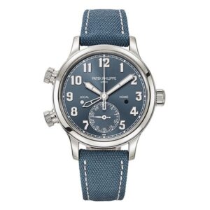 Patek Philippe Calatrava 7234A-001 Pilot Travel Time Singapore 2019 Special Edition 37.5Mm Blue-Gray Hue Unisex Watch
