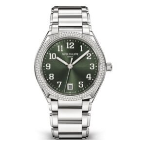 Patek Philippe Twenty~4 7300/1200A-011 Stainless Steel Olive Green Sunburst Dial Diamond Set Bezel Ladies Watch
