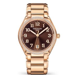 Patek Philippe Twenty~4 7300/1200R-001 18K Rose Gold Brown Sunburst Dial Diamond-Set Ladies Watch