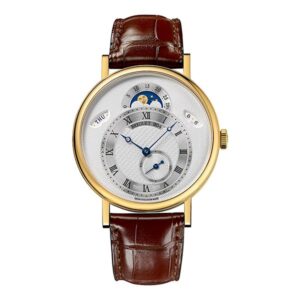 Breguet Classique 7337Ba/1E/9V6 Silver Dial Day Date Moonphase 39Mm 18K Yellow Gold Brown Leather Straps Men’S Watch