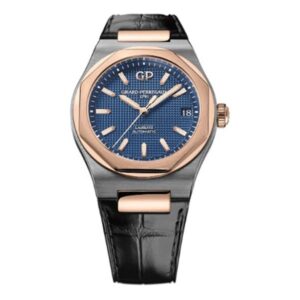 Girard Perregaux Laureato 38Mm Automatic In Titanium With Rose Gold Bezel Blue Dial Watch