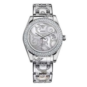 Rolex Pearlmaster Midsize 81299 White Gold Diamond Pave Flamme Watch