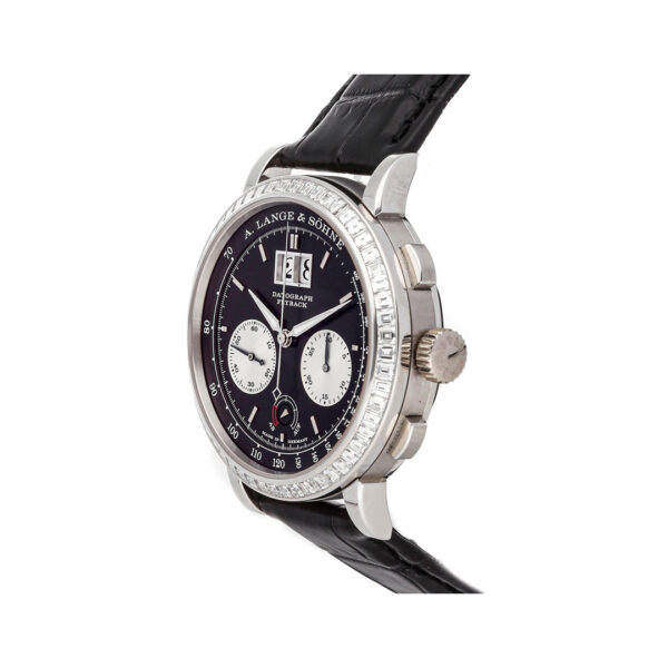 A. Lange & Sohne Lange 405.835 Platinum Datograph Baguette Diamonds Black Dial 41mm Men’s Watch - Image 2