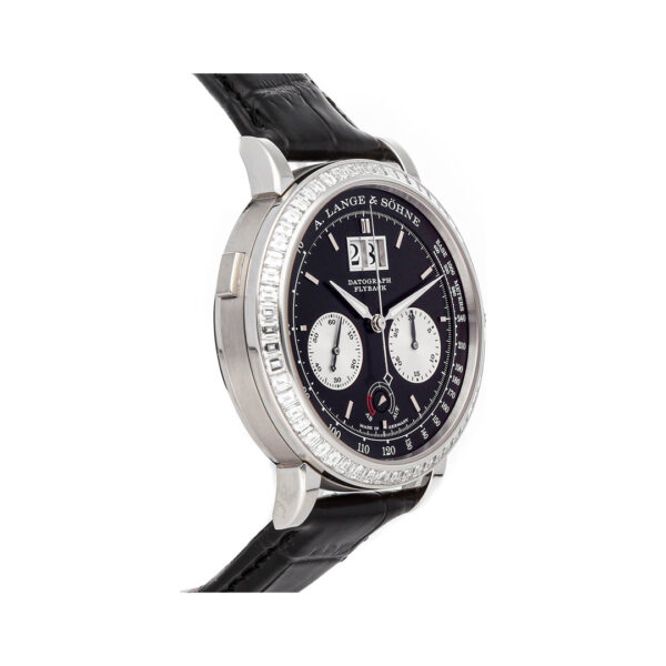 A. Lange & Sohne Lange 405.835 Platinum Datograph Baguette Diamonds Black Dial 41mm Men’s Watch - Image 3