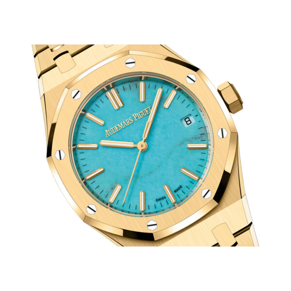 Audemars Piguet Royal Oak 15550BA.OO.1356BA.01 Yellow Gold 37mm Turquoise Dial - Image 2