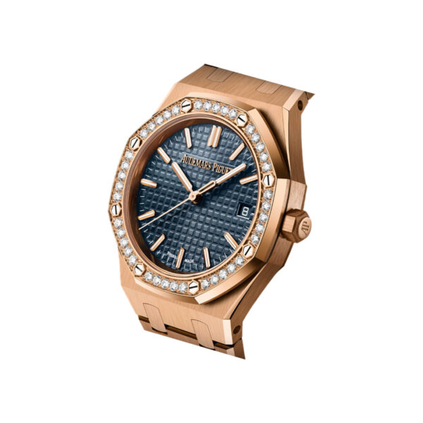 Audemars Piguet Royal Oak 77451OR.ZZ.1361OR.04 Rose Gold Blue Dial 34mm Diamond Bezel - Image 3