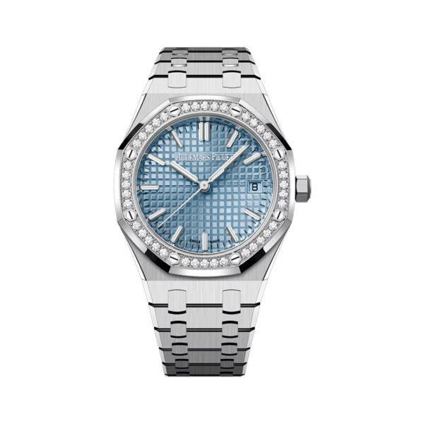 Audemars Piguet Royal Oak 77451ST.ZZ.1361ST.03 Stainless Steel Diamond Bezel Light blue Dial 34mm Ladies Watch