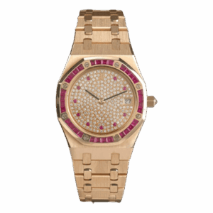 Audemars Piguet Royal Oak 14840 Yellow Gold Ruby & Diamond Ladies Watch