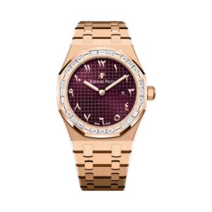 Audemars Piguet 67656OR.ZZ.1261OR.01 Royal Oak Pink Gold 10 Limited Pieces 33mm Arabic Purple Dial Womens Watch