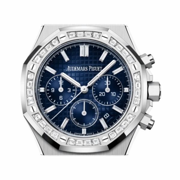 Audemars Piguet Royal Oak Chronograph 26715BC.ZZ.1356BC.01 White Gold Diamond Bezel 38mm Blue Dial Mens Watch - Image 2