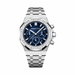 Audemars Piguet Royal Oak Chronograph 26715BC.ZZ.1356BC.01 White Gold Diamond Bezel 38mm Blue Dial Mens Watch