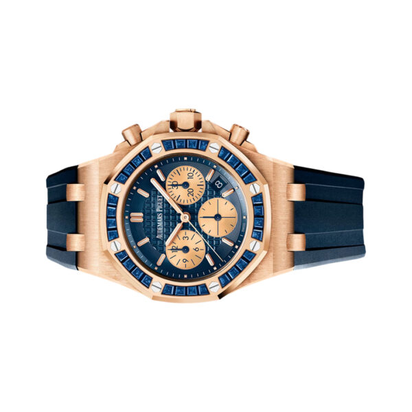 Audemars Piguet Royal Oak Offshore 26236OR.SS.D027CA.01 Chronograph Rose Gold Blue Sapphire Bezel & Blue Dial 37mm Ladies Watch - Image 2