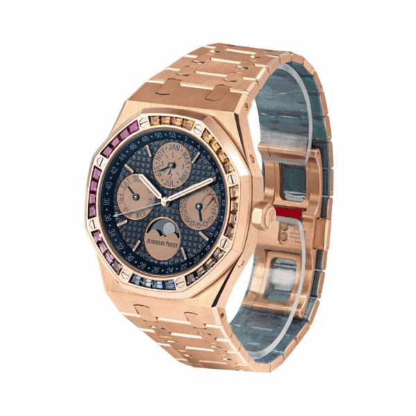Audemars Piguet Royal Oak 26614OR.YY.1220OR.01 Perpetual Calendar Ltd Edition Rose Gold Black Dial Rainbow Bezel 41mm Men’s Watch - Image 3