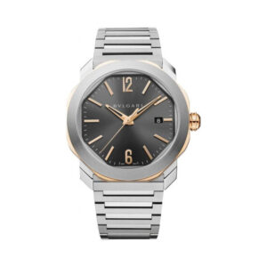 Bvlgari Octa Roma 103083 OC P 41 SG Grey 18k Rose Gold Stainless Steel
