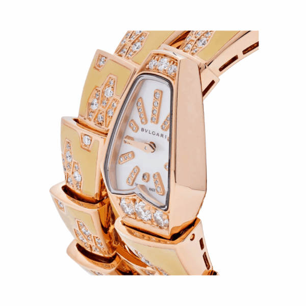 Bvlgari Serpenti 101985 Rose Gold Enamel Double Twirl Scagllie Bracelet MOP Dial - Image 3