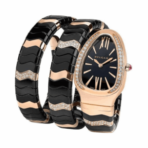 Bvlgari Serpenti 102128 Diamonds With 18K Rose Gold Black Dial