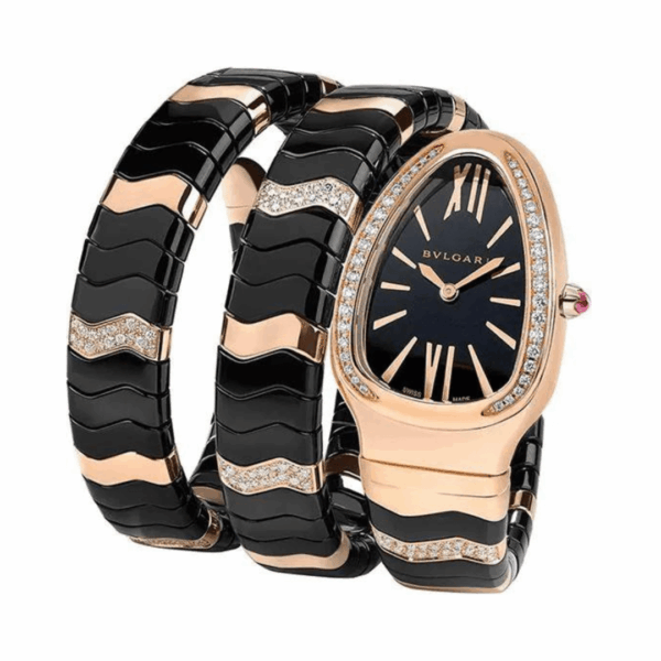 Bvlgari Serpenti 102128 Diamonds With 18K Rose Gold Black Dial