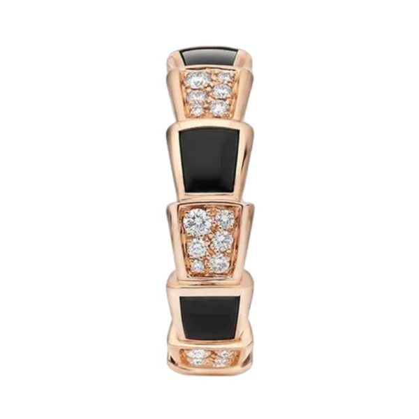 Bvlgari Serpenti Viper 356630 AN858711 18k Rose Gold Onyx Diamond Pave - Image 2