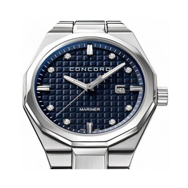 Concord Mariner 0320423 Quartz Steel Blue Square Pattern Dial 30mm Ladies Watch - Image 3