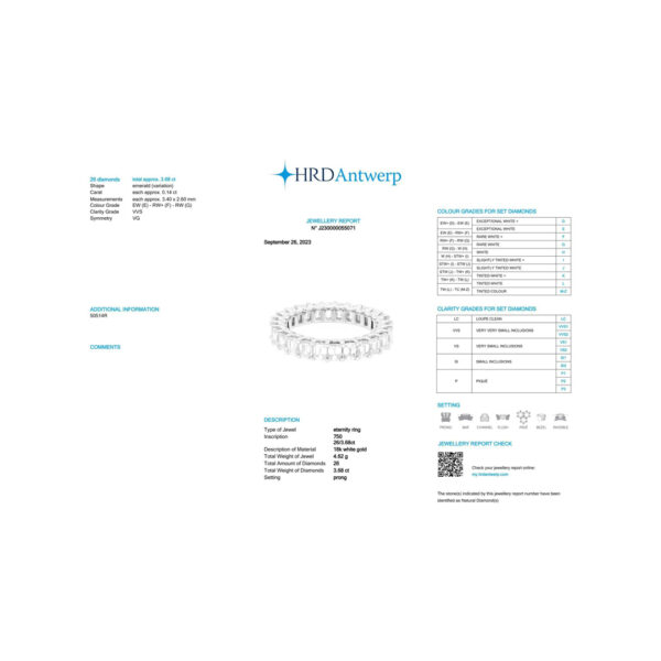 Emerald Eternity Band-14 Pointer-3.68CTS-HRD-E-G,VVS,50514R,Total Wt – 4.62gm - Image 3