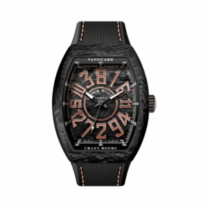 Franck Muller Vanguard Crazy Hours V 45 CH CARBON RB-5N 45mm Automatic Gold Numerals Black Dial Mens Watch