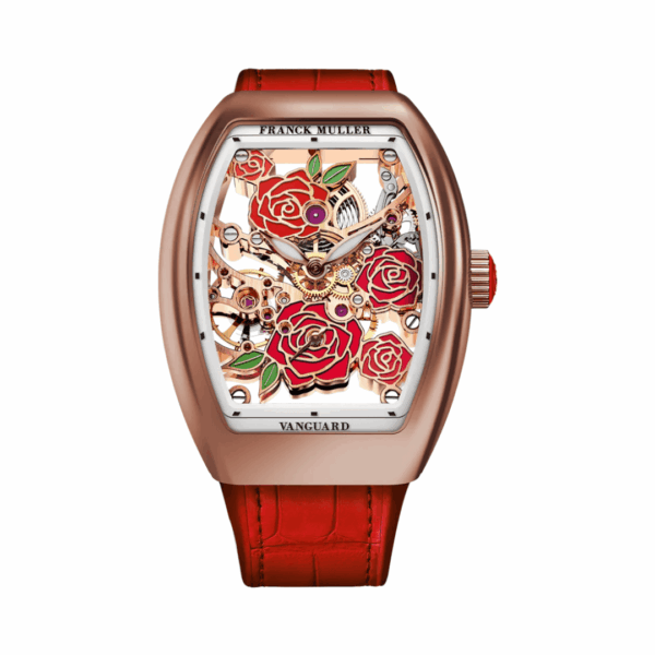 Franck Muller Vanguard Rose RG Red V 32 S6 SQT Rose 5N RG 32mm Skeleton Dial Womens Watch