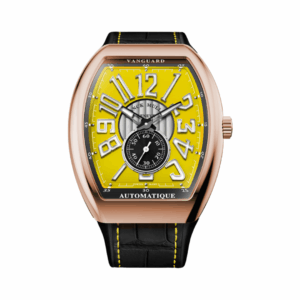 Franck Muller Vanguard V 41 S S6 AT FO VIN 5N.JA Slim Vintage Rose Gold 41mm Yellow Dial Mens Watch