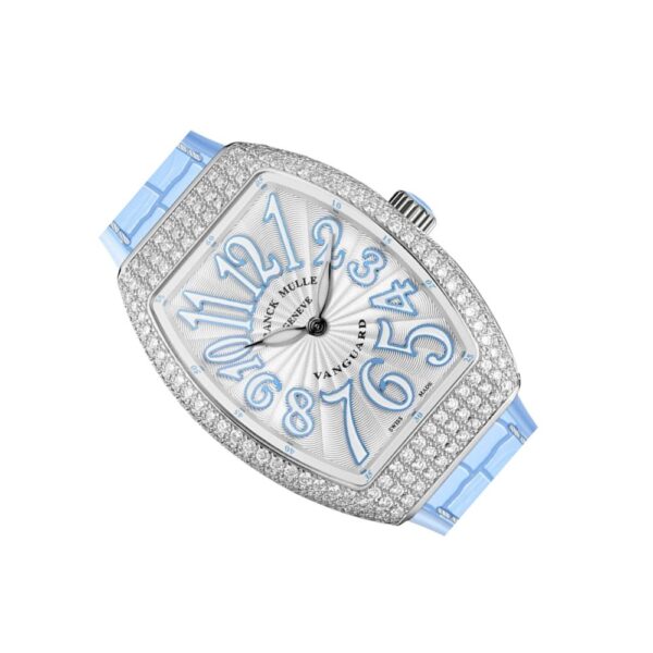 Franck Muller Vanguard V32 QZ AC BL Quartz Diamond Bezel White Dial - Image 2