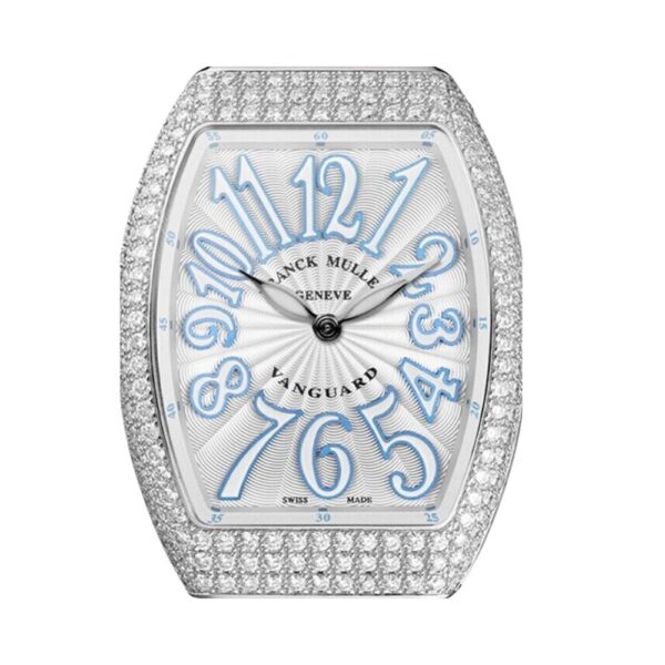Franck Muller Vanguard V32 QZ AC BL Quartz Diamond Bezel White Dial - Image 3