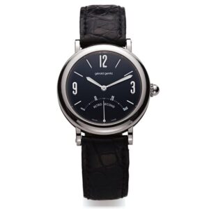 Gerald Genta Retro Second G.3610 Black Dial 36Mm Stainless Steel Black Leather Strap Unisex Watch