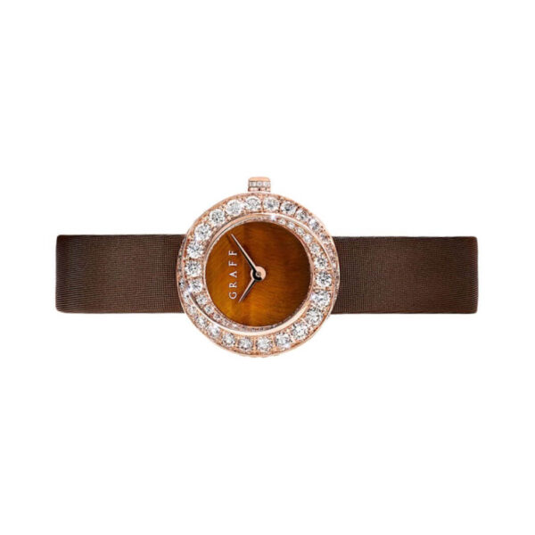 Graff Spiral GSP23PGD Tigers Eye DIal Rose Gold Brown Satin Strap - Image 4