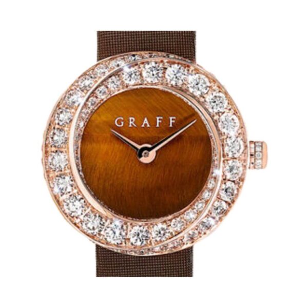 Graff Spiral GSP23PGD Tigers Eye DIal Rose Gold Brown Satin Strap - Image 3