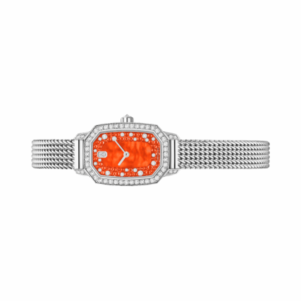 Harry Winston Emerald EMEQHM18WW021 18K White Gold Quartz 24mm MOP Orange Diamond Dial Womens Watch - Image 2