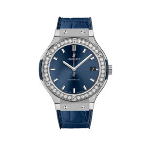 Hublot Classic Fusion 565.NX.7170.RX.1204 Automatic Blue Titanium Diamonds 38mm Ladies Watch