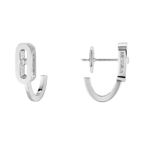 Messika Move UNO Mini Hoops 10050-WG White Gold Diamond Earrings - Image 4