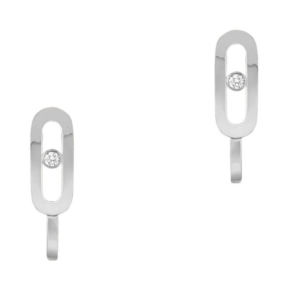 Messika Move UNO Mini Hoops 10050-WG White Gold Diamond Earrings