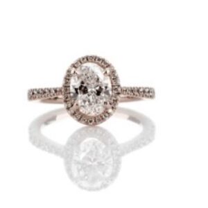 Diamond Bridge Halo Diamond Engagement Ring In 14K Rose Gold