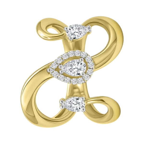 PEAR & ROUND RING- HRD- E-F/VS 0.64 CTS- A21R,Total Wt – 5.97gm - Image 2