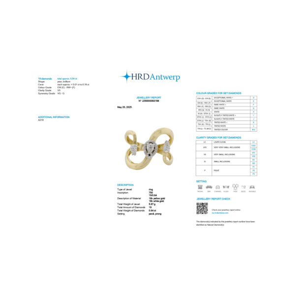 PEAR & ROUND RING- HRD- E-F/VS 0.64 CTS- A21R,Total Wt – 5.97gm - Image 3