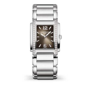 Patek Philippe Twenty~4 4910/1200A-010 Gray Sunburst Dial Diamond-Set Bezel 25Mm X 30Mm Stainless Steel Ladies Watch