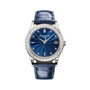 Patek Philippe Calatrava 5298P-014 Platinum with Baguette Diamond Bezel Automatic 38mm Blue Dial Unisex Watch