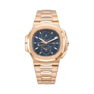 Patek Philippe Nautilus 5990/1R-001 Sunburst Travel Time Chronograph 40mm Blue Dial Men’s Watch