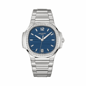 Patek Philippe Nautilus 7118/1200A-001 Blue Opaline Index Dial Diamond-Set Bezel Stainless Steel 35mm Blue Dial Womens Watch