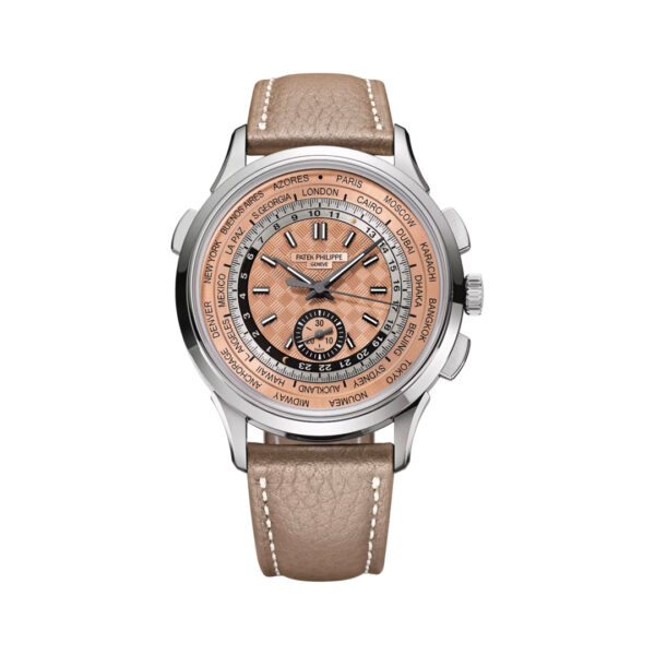 Patek Philippe World Time 5935A-001 Chronograph Stainless Steel Salmon Dial 41mm Men’s Watch