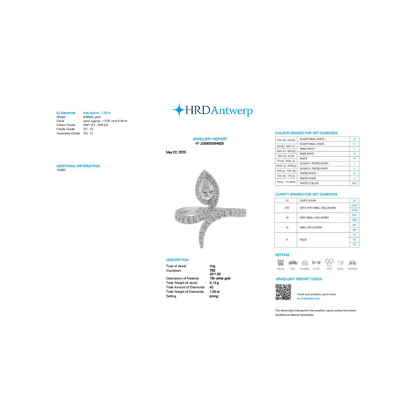 Pear & Round Ring -1.00 CTS,1048R,HRD-F-G/VS-SI,Total Wt – 4.13gm - Image 3