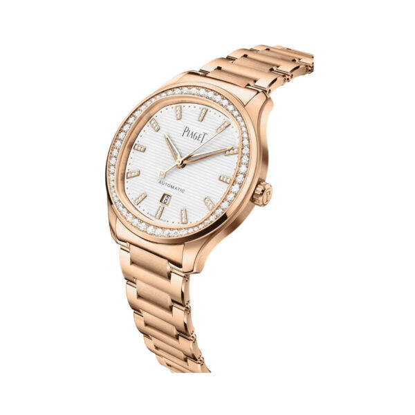 Piaget Polo G0A46020 Date Diamond Bezel 18K Rose Gold White Dial - Image 3