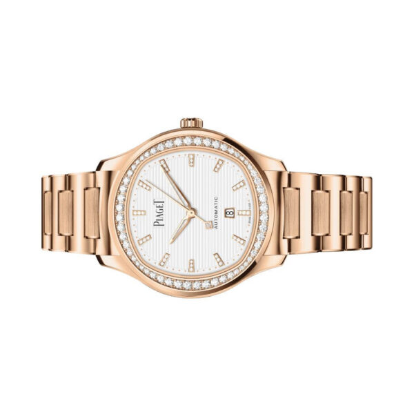 Piaget Polo G0A46020 Date Diamond Bezel 18K Rose Gold White Dial - Image 5